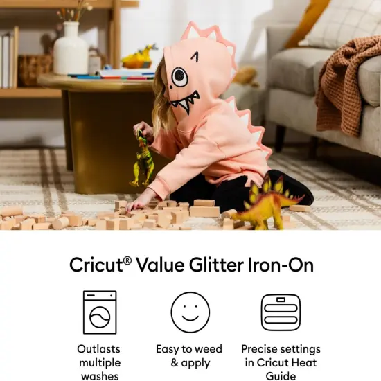 Value Glitter Iron On, Pink (10in x 8ft roll) - HTV Heat Transfer Vinyl {2}