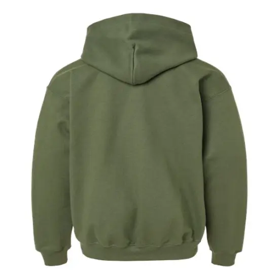 Gildan&reg; Youth Midweight Hooded Turtle Neck Long Sleeve Sweatshirt Military Green {2}