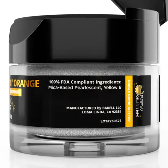 Brew Glitter - Orange Color Changing Edible Drink Glitter (4g, x1 Flip-Cap Jar) for Beer, Cocktails and Beverages {6}