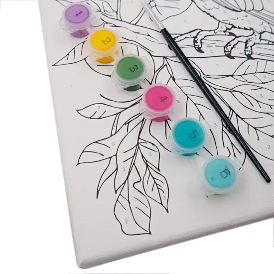Angels Craft Paint by Number Canvas Set - Tropical Parrot| Includes: 1 Pre-printed Canvas, 6 Acrylic Paint pots, 1 Artist Brush {3}