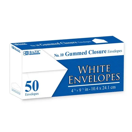 BAZIC #10 Gummed Closure White Envelope (50/Pack) {1}