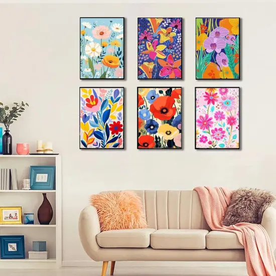 Paint by Numbers for Adults - DIY Adult Easy Flower Paint by Number Kits 6Pack On Canvas,Painting by Numbers for Beginners,Flowers Acrylic Paint Bohemian Plants Crafts for Home Decor {3}