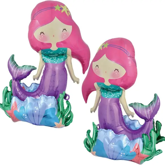 Self-Standing Mermaid Balloons for Little Mermaid Birthday Decorations Mermaid Party Supplies Mermaid Foil Balloon {1}