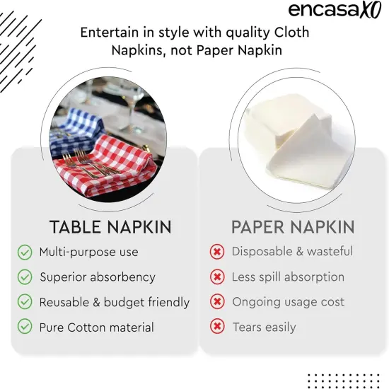 Dining Table Napkins 6 pcs Set of Large 17"x17" - Franca Beige Stripes - Heavy Eco-Friendly Cotton, Homespun Fabric, Machine Washable for Dinner, Party, Restaurant & Banquet {5}