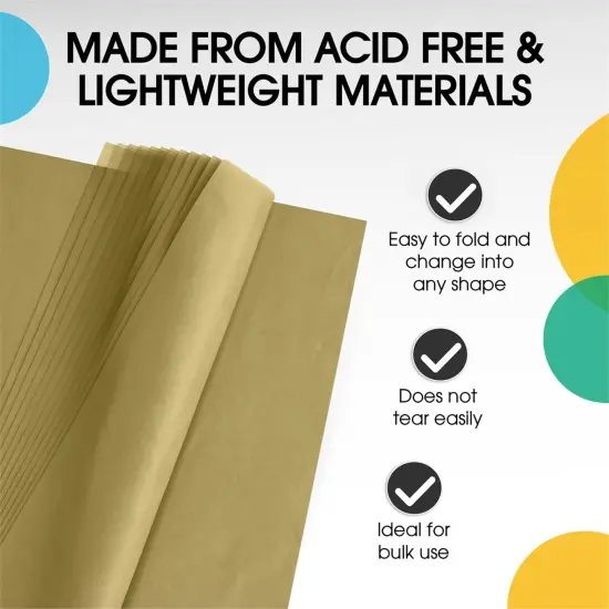 Tissue Paper for Gift Bags -20" X 30" Bulk Tissue Paper Dark Blue 480 Sheets - 10lb Newsprint for Packing, Birthday Gift Box Filler, Packing Supplies for Moving SuppliesGold {3}