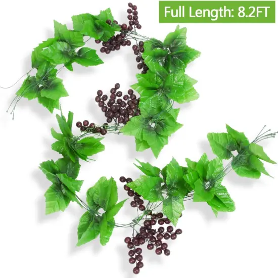 8FT 5pcs Artificial Greenery Chain Grapes Fake Vines Leaves Foliage Simulation {4}
