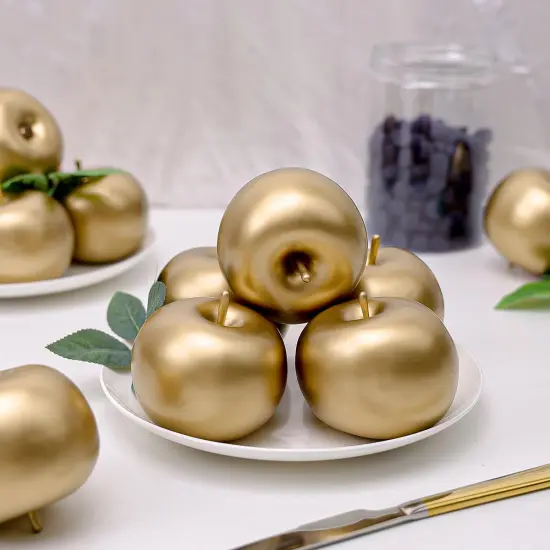 6 PCS Artificial Gold Apple Fake Apples Fruit Home Party Christmas Decoration {4}
