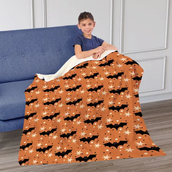 Halloween Silk Touch Sherpa Throw Blanket Flying Bats {2}