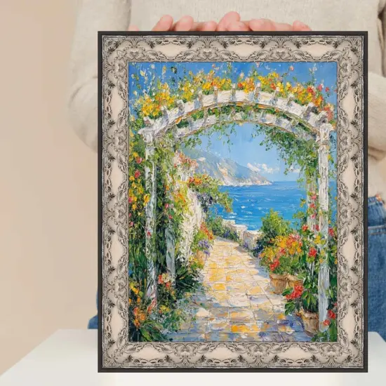 Vintage Antique Alabaster White Wash Picture Frame 27x40 frame {7}