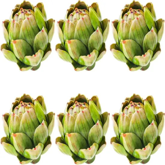 6Pcs Small Green Faux Artichokes Fake Artichokes Artificial Vegetables {1}