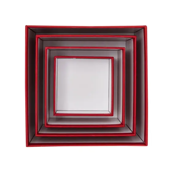 Stockroom Plus Set of 4 Sizes Square Nesting Gift Boxes with Lids for Presents, Stacking Decorative Goodie Box for Holidays, Wedding, Birthday, and Party Favors (Red) {6}