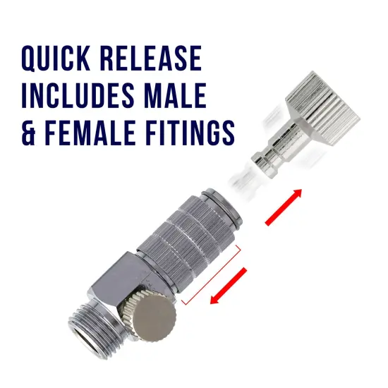Quick Release Disconnect Coupling with Plug & Airflow Control Valve - 1/8" BSP Male and Femal Airbrush Fittings {3}