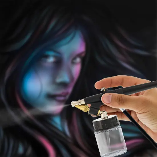 Master Economy E91 Single-Action External Mix Siphon Feed Airbrush Set with 0.8 mm Tip & 1/8 in. Air Inlet (Includes 6 ft. Braided Air Hose) {6}