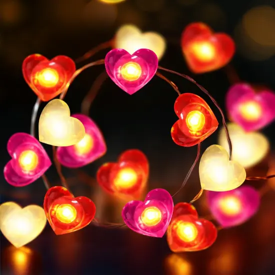 Heart String Lights, 10FT 30 LED Heart Shaped Fairy Lights Battery Operated Room Decor Mothers Day Decor for Home Bedroom Wedding Anniversary Party {1}