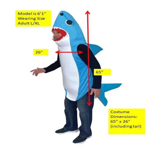 Ultimate Pink or Blue Shark Costume, Adult Size Small-Medium & Large-XL {4}