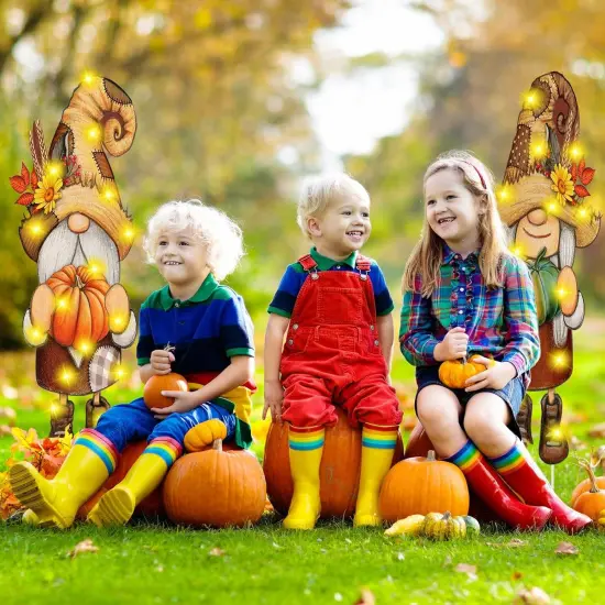 2 Pack Thanksgiving Gnome Yard Signs {3}