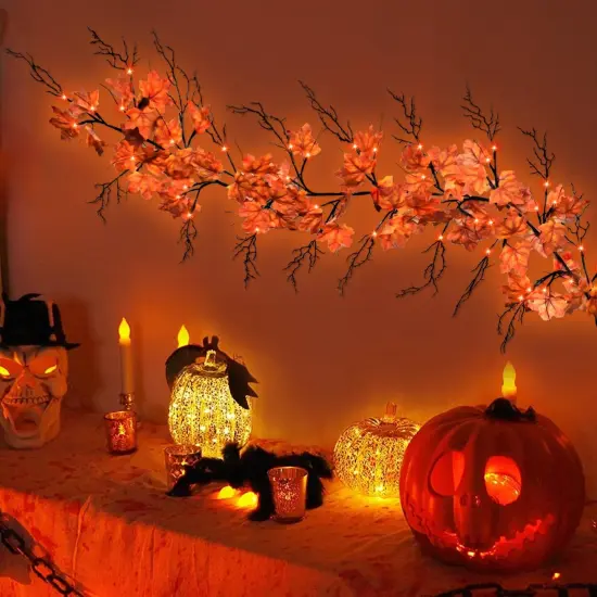 Fall Maple Leaf Garland with 54 LED Lights - Leaf {5}