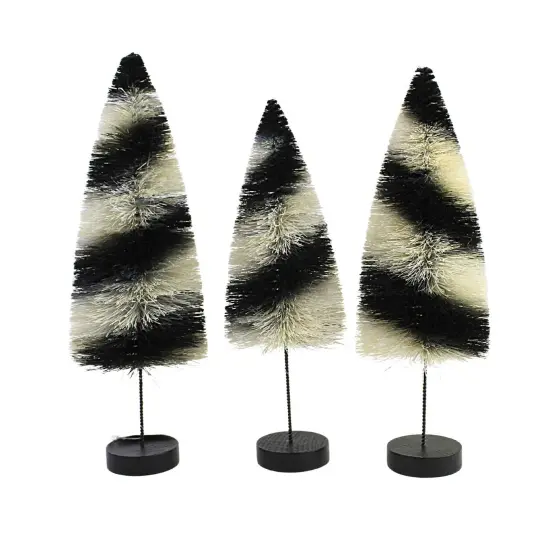 Bethany Lowe 12.0 Inch Black Stripes Delight Trees Halloween Decorative Tree Set , Halloween Decor Bottle Brush Halloween {3}