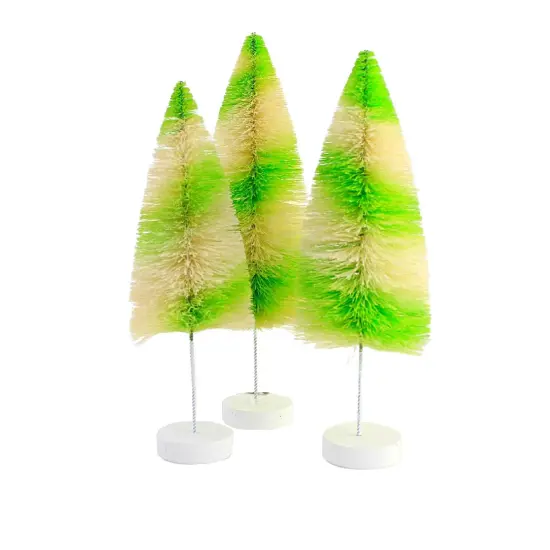 Bethany Lowe 12.0 Inch Lime Stripes Delight Halloween Decorative Tree Set , Halloween Decor Bottle Brush Trees Green {1}