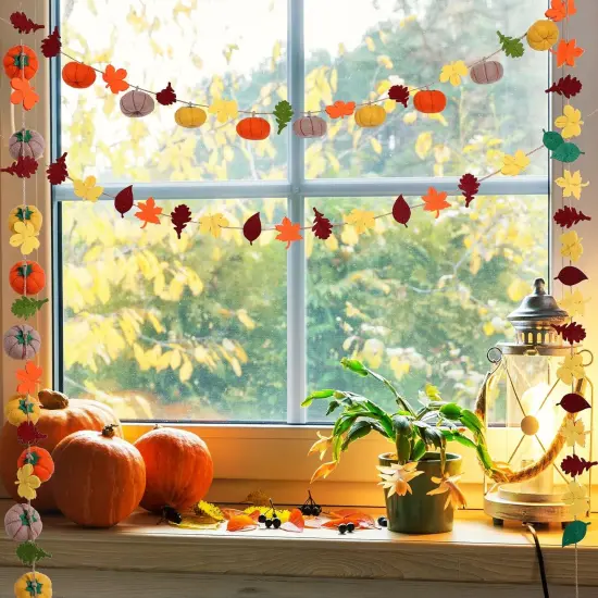 Pumpkin Maple Leaves Fall Felt Garland {4}