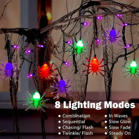 Solar Halloween Spider String Lights {2}