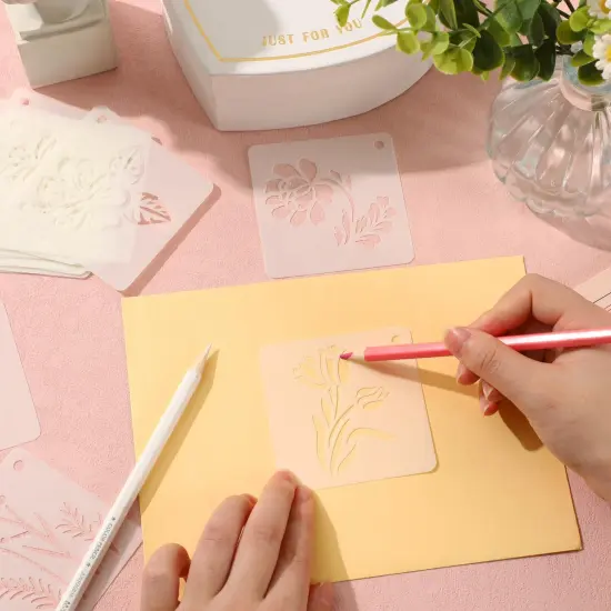 JULMELON Flower Stencils for Wood, 20Pcs Sunflower Painting Stencil Reusable Stencils DIY for Wall Floor Decor Rock Dot Painting Art Projects (3inch) {5}