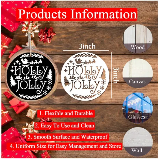 Small Stencils for Painting on Wood Reusable, 3 Inch Reusable Stencil for Craft Ornament Paint Template Stencils for Wall Card Rock Wood Signs Coasters Canvas Home Decor (Christmas Words 3) {3}