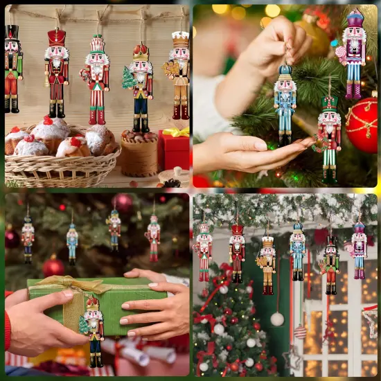 JOPHMO 24 Pieces Christmas Nutcracker Wooden Ornaments Wood Hanging Decoration Set for Christmas Tree Hanging Wood Crafts Holiday Decor Xmas Party Supplies (Xmas-Nutcracker-A) {5}