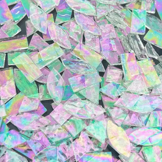 LITMIND Iridescent Texture Transparent Stained Glass Mosaic Tiles for Crafts - 240 Pieces, 5 Shapes Mixed (Rectangle, Triangle, Rhombus, Square, Leaf) - Ideal for Mosaic Making Projects and Beginners {5}