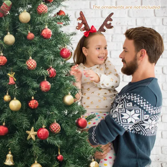 Costway 6FT/7FT Pre-Lit Hinged Christmas Tree with 260/350 Multi-Color Lights & 3-Minute Quick Shape No Fluffing Required {5}