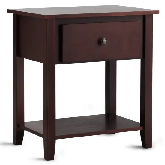 Nightstand with Drawer and Storage Shelf for Bedroom Living Room Dark Brown {9}