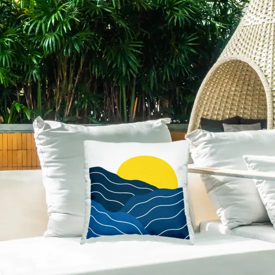 Crisscross Sea Waves Outdoor Printed Pillow Design by Ahmed Sameh Hussein, 18 x 7 x 18 {2}