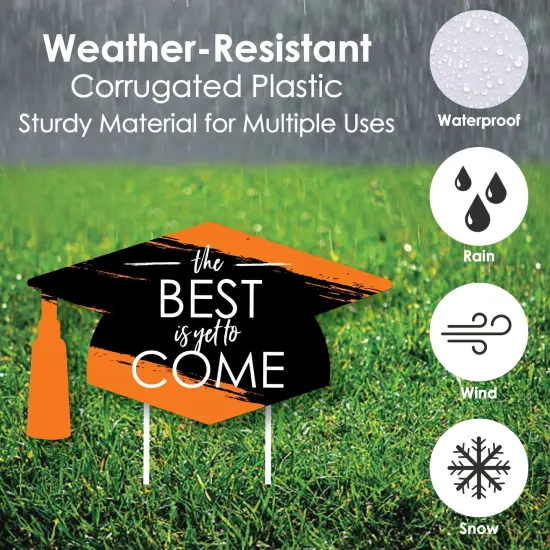 Big Dot of Happiness Orange Grad Class of 2025 Outdoor Decorations - Graduation Yard Signs - Set of 8 {4}