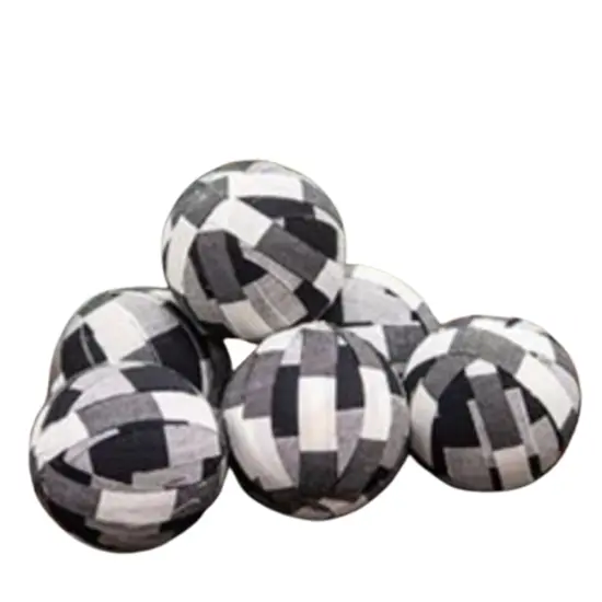 6-Set Buffalo Check Rag Balls Black & White {1}