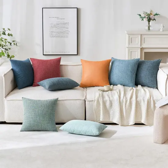 Pack of 2 Decorative Linen Burlap Pillow Covers 20x20 Inch {5}