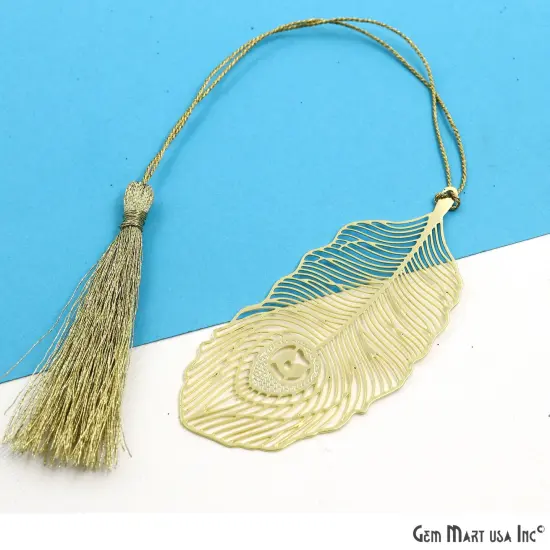 Metal Feather Bookmark With Tassel. Gold Bookmark, Reader Gift, Handmade Bookmark, Page Marker, Aesthetic Gift. 84x36mm {5}