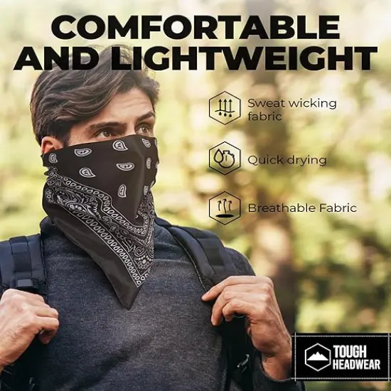 Large Bandana Headband - Handkerchief Bandanas for Men & Women - Paisley Bandana Pack - Cowboy Scarf {4}