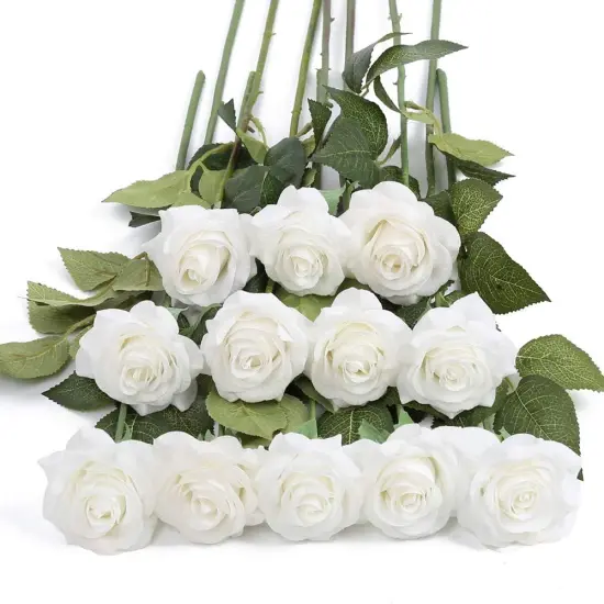 2Pcs White Roses Artificial Flowers Bouquet {1}