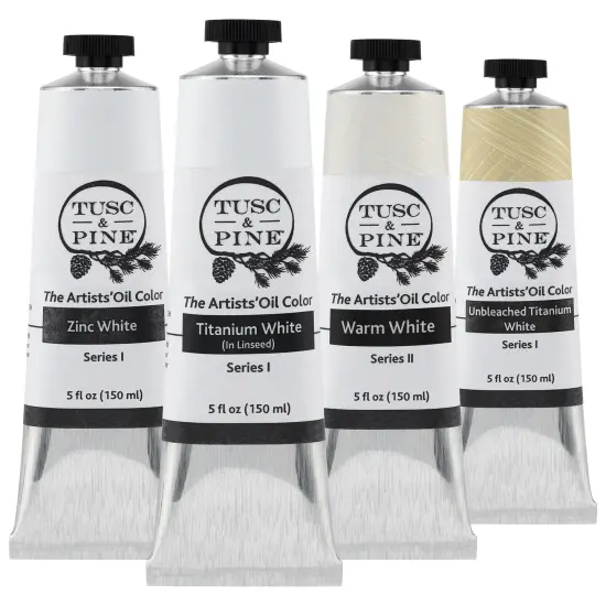 Tusc & Pine Artist Oil Paint - Set of 4, 150 ml, Modern White Colors, 600 ml of Non-Yellowing, Creamy Consistency, Max Pigment Load, Small Batch Oil Paints Made in the USA for Professional Artists {1}
