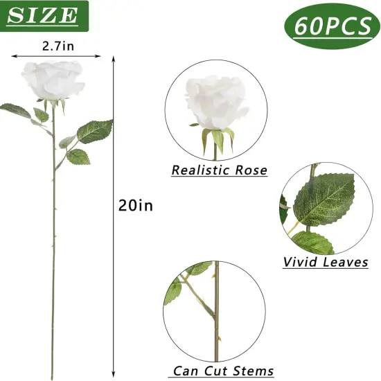 60 Pcs Artificial Roses Bouquet {2}