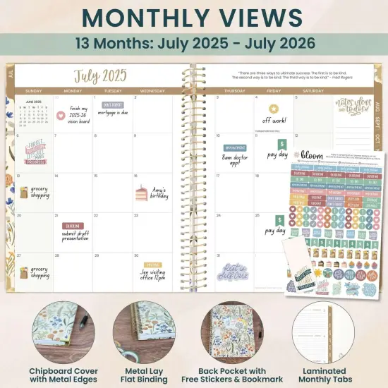 bloom daily planners 2025-26 Academic Planner, Hard Cover, 8.5" x 11", Whimsical Wildflowers {3}