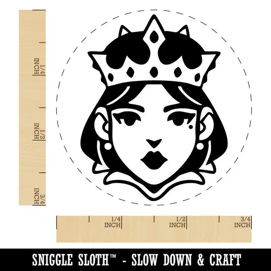 Cartoon Queen Head Medieval Crown Self-Inking Rubber Stamp Crafting Planners Fuchsia {1}