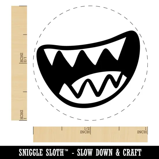 Big Cartoon Smile Sharp Shark Teeth Self-Inking Rubber Stamp Crafting Planners Purple {1}