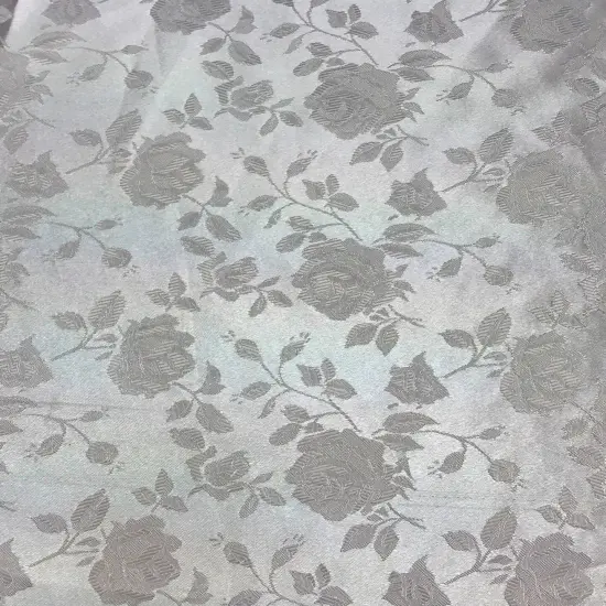 1 Yard Silver Jacquard Satin Fabric Reversible Material for Drapery Table Overlay Sewing 58/60 Inches Width {3}
