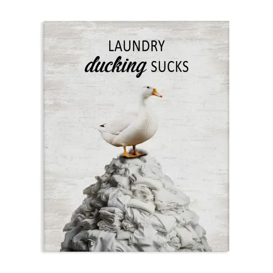 Stupell Industries Duck & Laundry Pile Canvas Design by Lettered and Lined {1}