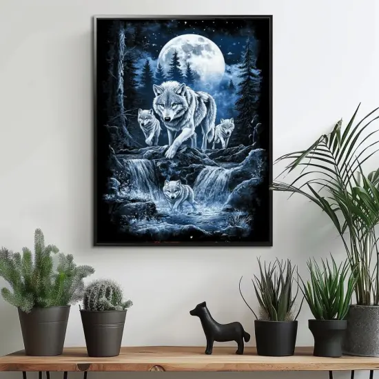 Diamond Art Kits for Adults Full Drill Round Diamond Painting Kits for Beginners Craft Kits for Home Wall Decor Gifts 11.8x15.7inch(Wolves) {3}