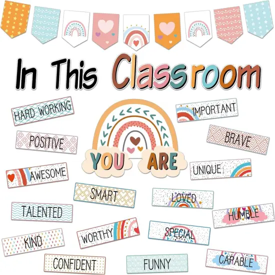 31 Pcs Bulletin Board Decorations Set Boho Classroom Decor {1}