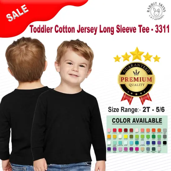 Rabbit Skins&reg; Toddler Cotton Jersey Crewneck Long Sleeve Tee - 3311 Black {2}