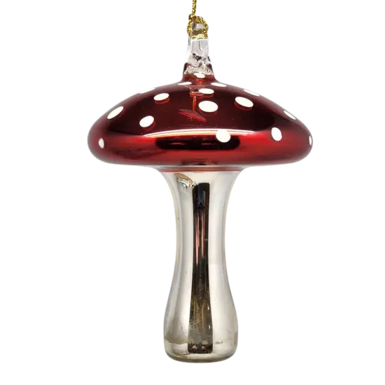 Shiny Cutes Red Mushroom Egyptian Glass Ornament {2}