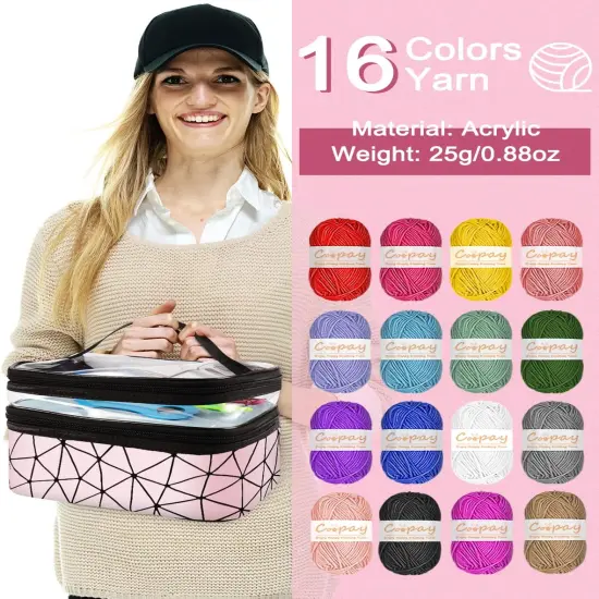 71PCS Crochet Starter Kit with 16 Colors Crochet Yarn & Instructions {4}